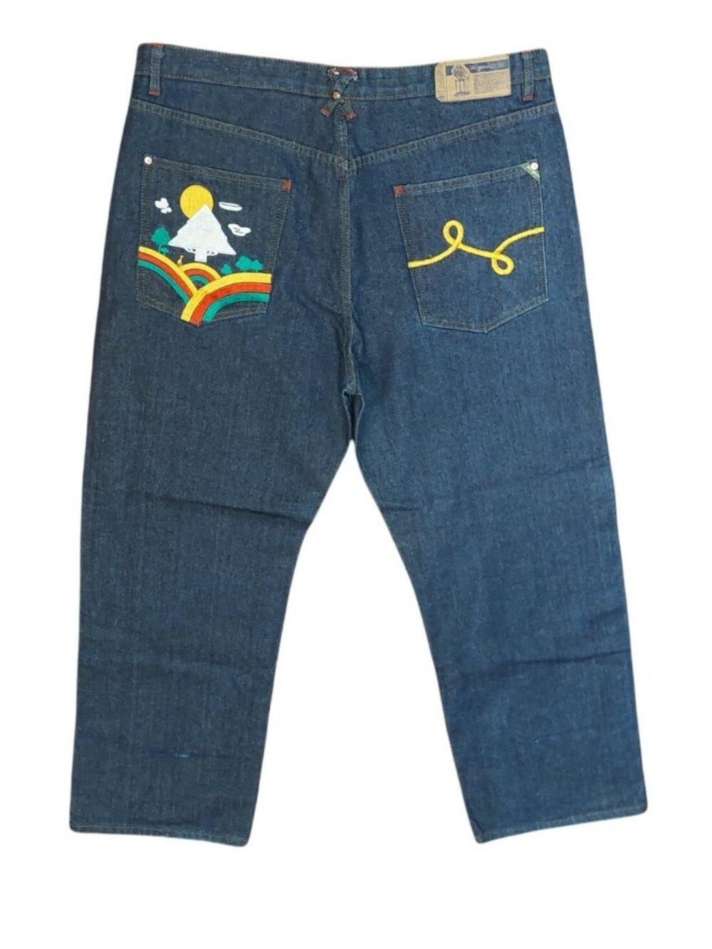 Ln Geans Roots People Jeans by Lng Mens 42 Embroidered Rainbow Tree Y2K LN Jeans